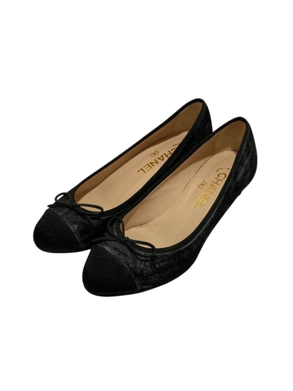 Chanel Processing CC Logo Ribbon Pumps C Black Heel